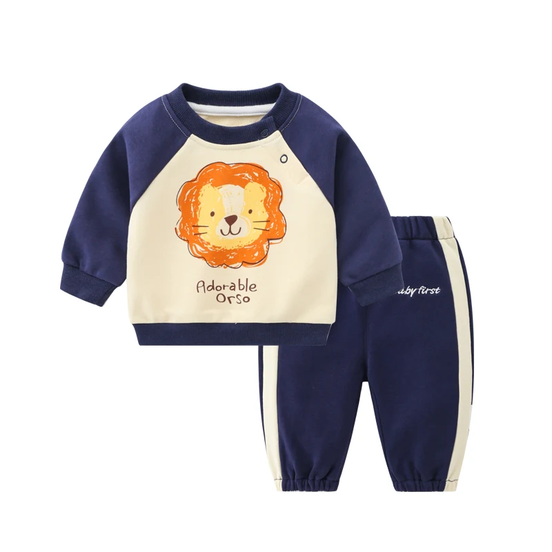 

Костюм для мальчиков, осенняя одежда, новинка 2024, пуловер для малышей, свитшот, повседневные штаны для малышей, комплект из двух предметов для весны и осени