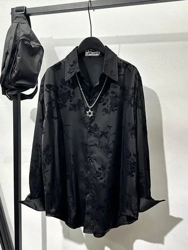 

Faionable k Plant Embroidery Loose Long Sve irt Haome Lazy Sle Top Commute Sle Korean Version Polyester Fabric