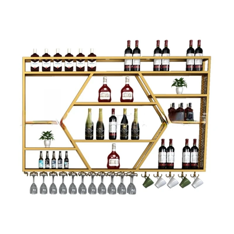 Bar Bar Bar New Wall-Mounted Wine Rack Creative Wine Rack with Light Iron Storage Rack Wine Cabinet Restaurant Display Shelf