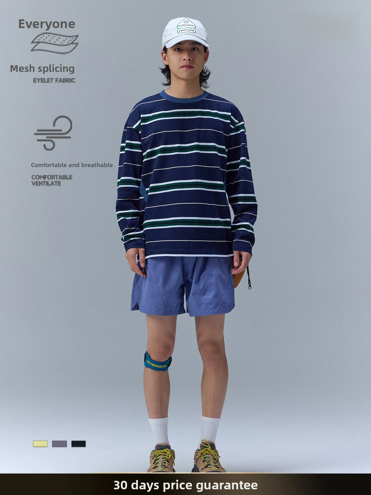 

NTED Japanese Retro Patchwork Me Breathable Striped Long Sve Men's T-irt Autumn Lazy Sle Couple Overhead irt