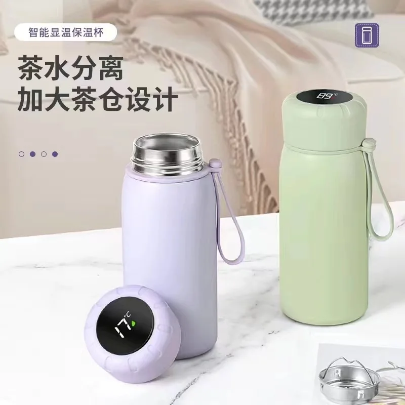 New 316 stainless steel intelligent insulation cup with high aesthetic value, portable and cute student water cup, LED display t