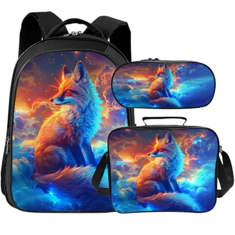 

Backpack for School Boys and Girls - 3pcs, School Backpack with Lunch Box and Pencil Case for Teens Bookbag 16 Inch Large Capac