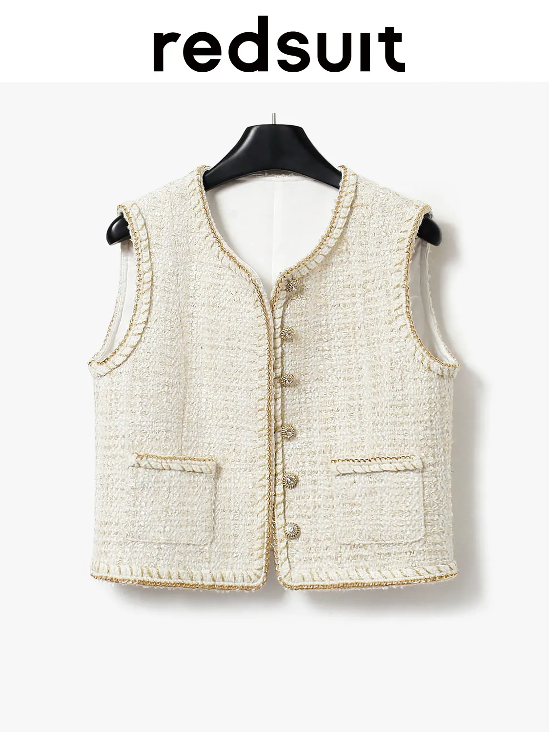 New Gilded shiny coarse woolen heavy industry chain edging combined short vest top Custom size