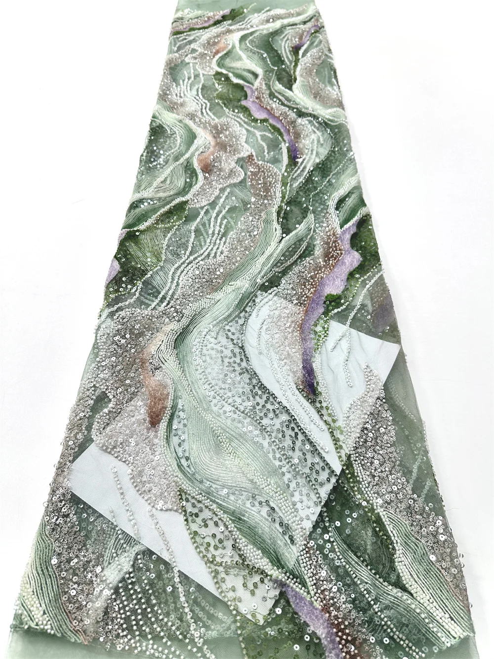 5 Yards Luxury French Mesh Beaded Lace Fabric High Quality African Sequins Groom Lace Fabrics For Nigerian Wedding Dress