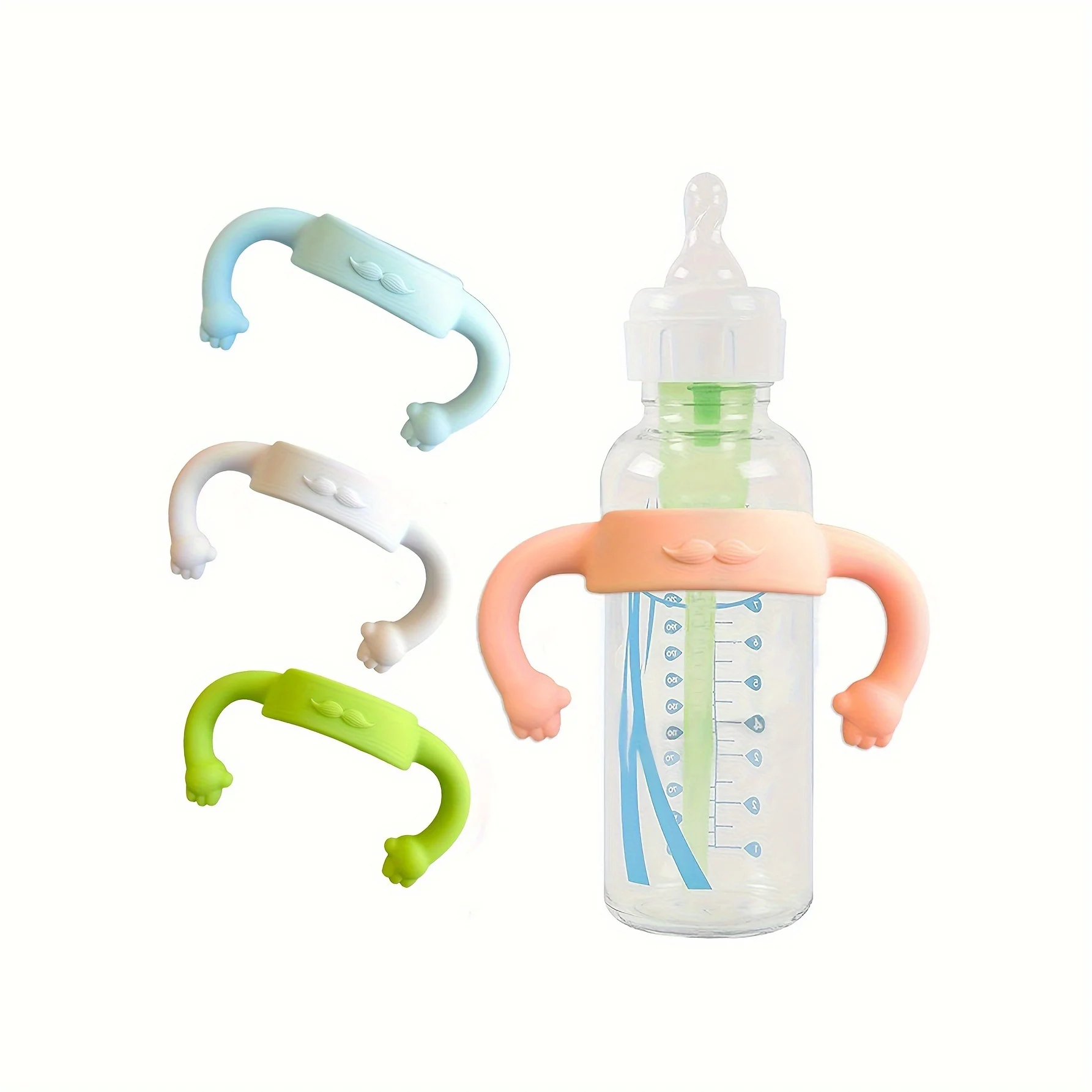Imagen 6: Funda Universal de silicona con asa para biberón, mango suave multifuncional para la mayoría de biberones con cuello Normal