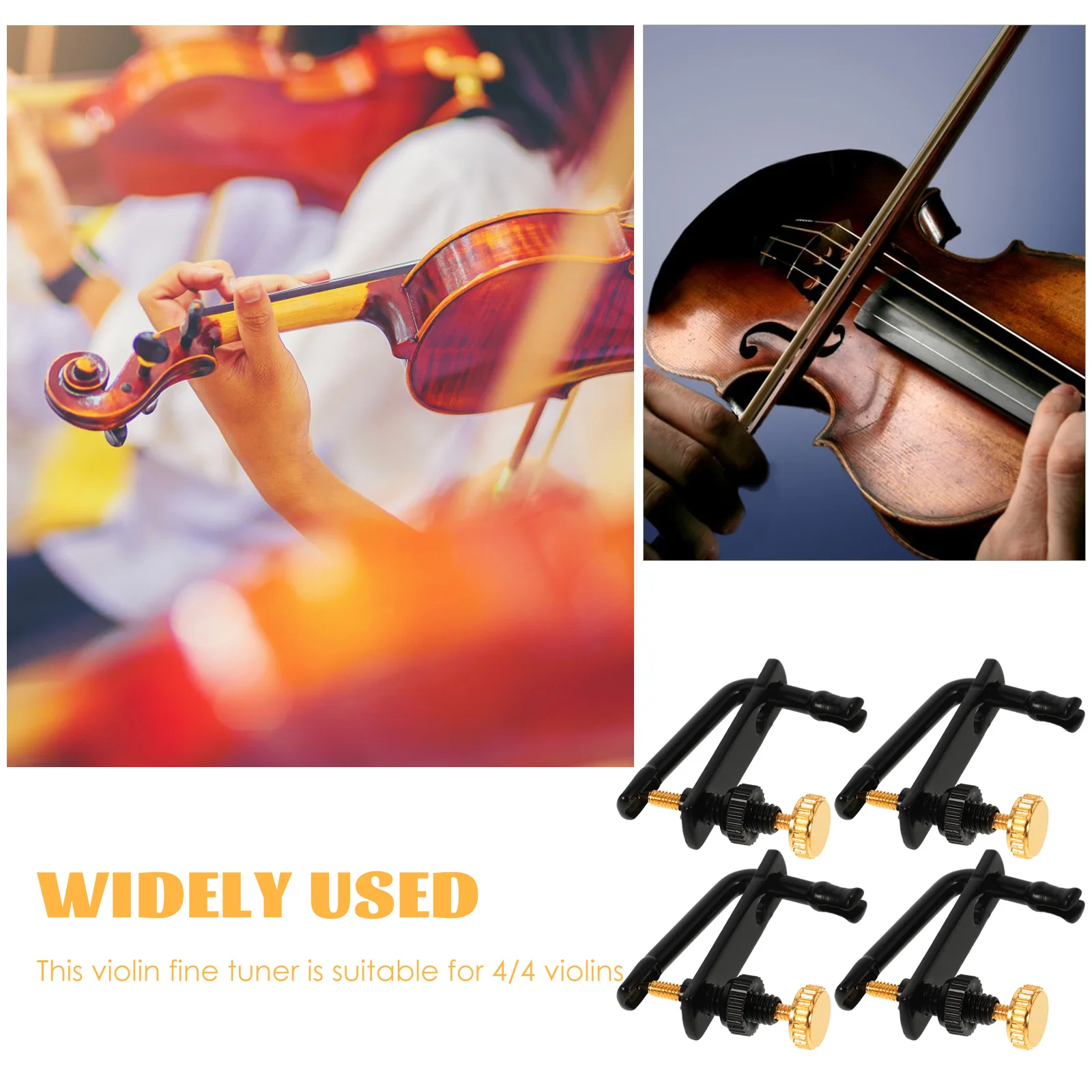 

4/4 Metal Violin String Adjuster Durable Sturdy Easy Install Bright Color Replacement Accessory For E