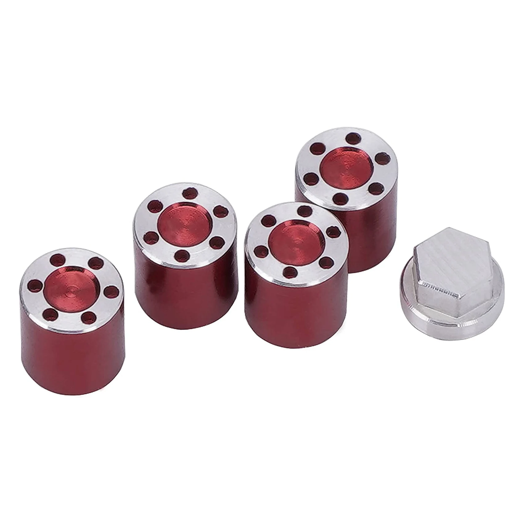 4PCS Aluminum M2 Center Lock Nut Metal Wheel Caps Lug Nuts for Axial SCX24 AXI90081 AXI00004 C10 1/24 RC Car Red