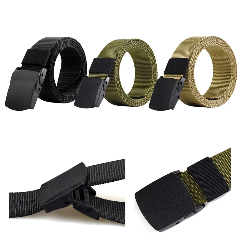

3pcs Quick-Drying Military Breathable Canvas For Men Adjustable Outdoor Belt With Plastic Buckle Wear-Resistant Belt For