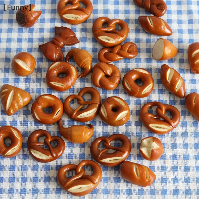 〔Funny〕Handmade Real Alkaline Water Bread Pretzel Croissant Bagel Gift Bag Jewelry Pendant Refrigerator  DIY Decoration