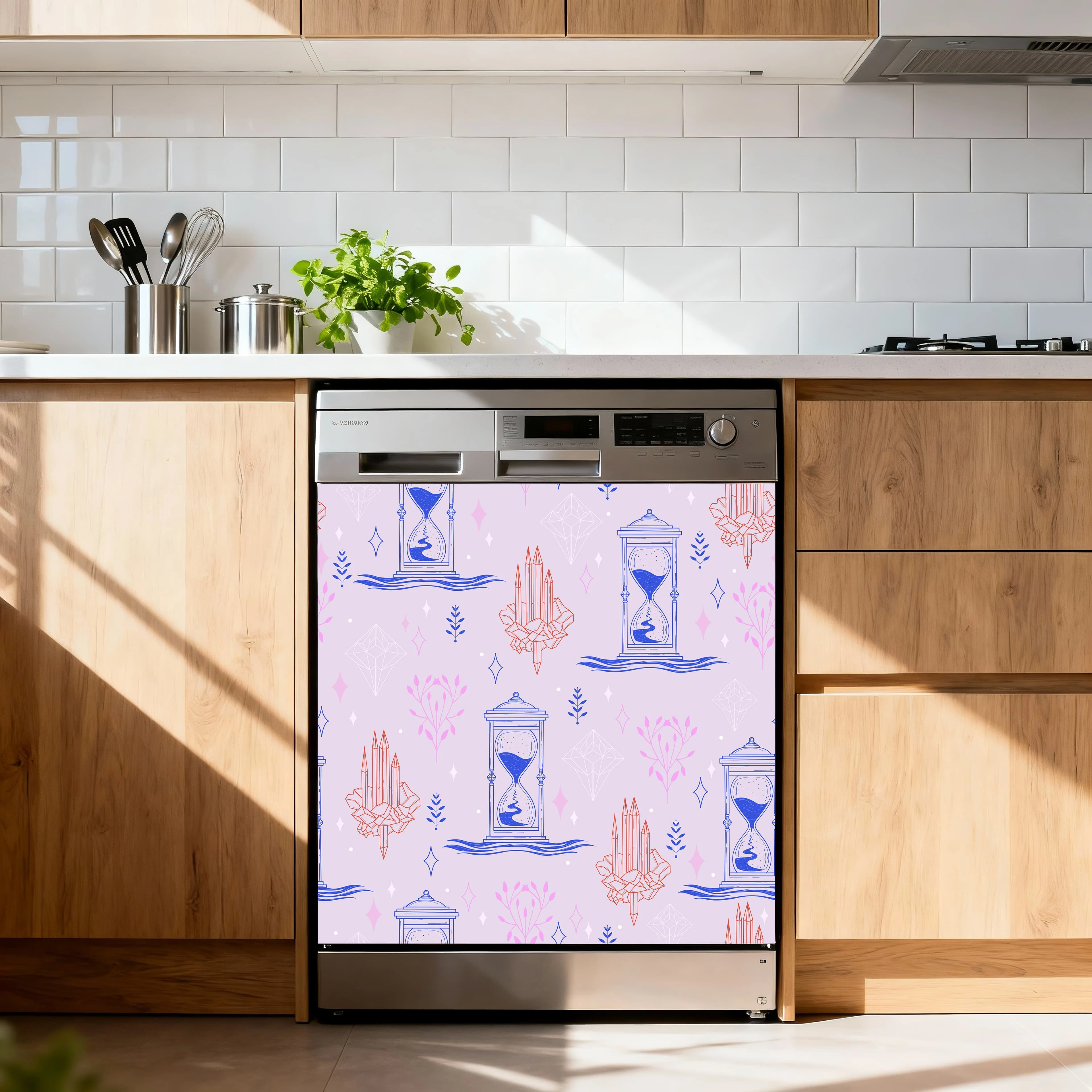 Witchy Bohemian Dishwasher Door Sticker Art Mural Decals  Self-adhesive Kitchen Washing Machine Wardrobe Decoration