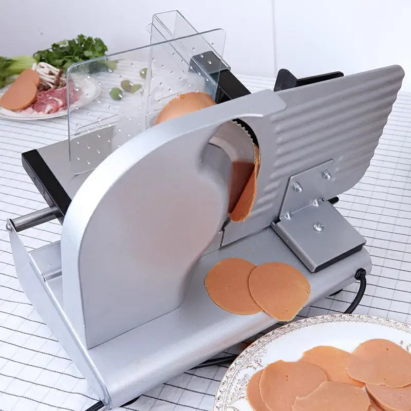 Imagem -03 - Elétrico Cortador de Carne Corte Automático Carne Carneiro Rolo Pão Máquina Destacável Faca Aço Inoxidável Espessura Ajustável 200w