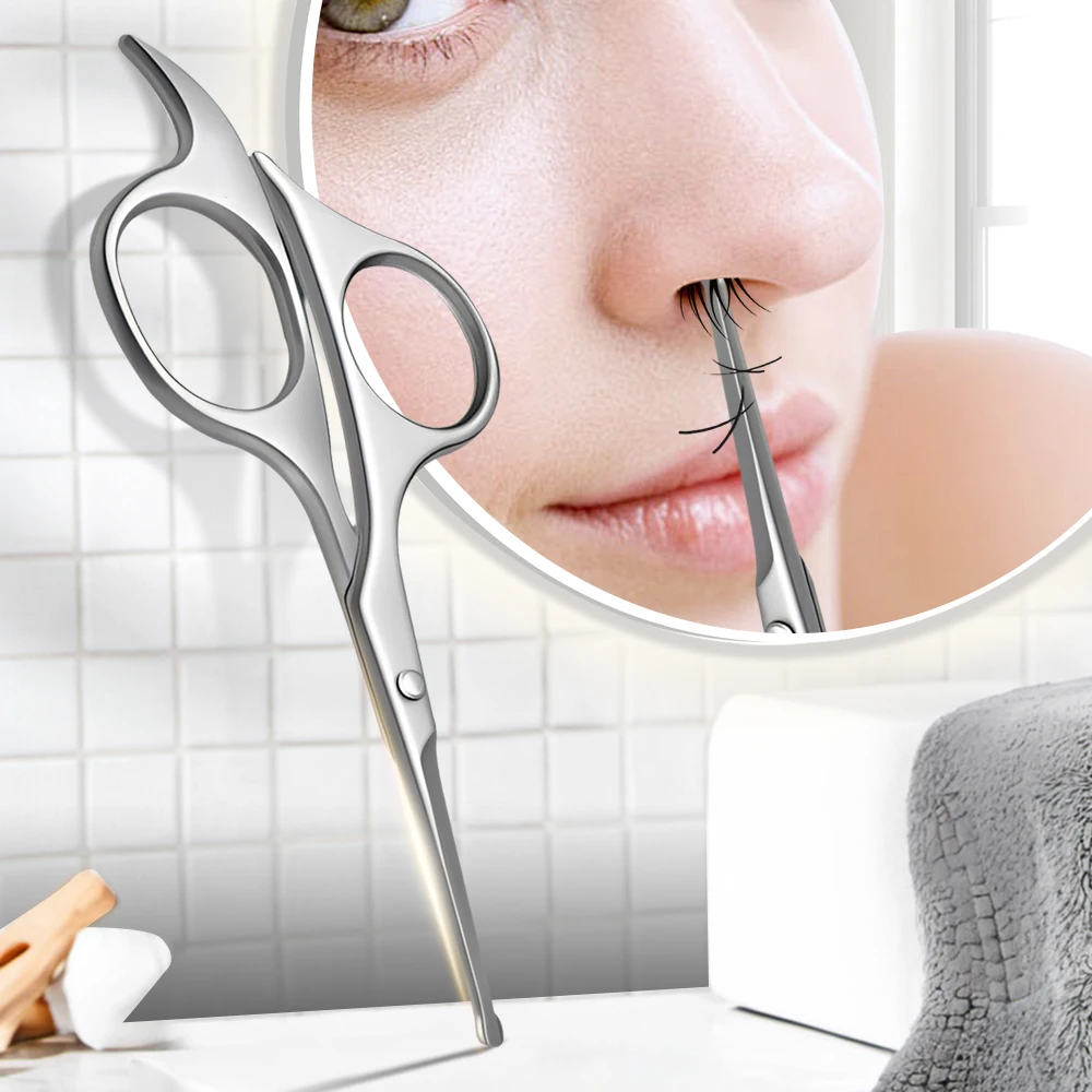 1 قطعة مقص عر الأنف مقص الجمال ماكياج أداة مزيل شعر الوجه طرف مستدير مقص التهيأ الصغير لتقليم الحاجب #1