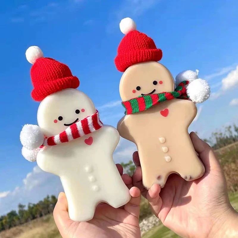 Kawaii Christmas Water Bottle New Year Party Decoration Gingerbread Man Snowman Cup Juice Drink Bottles Christmas Kids Gifts