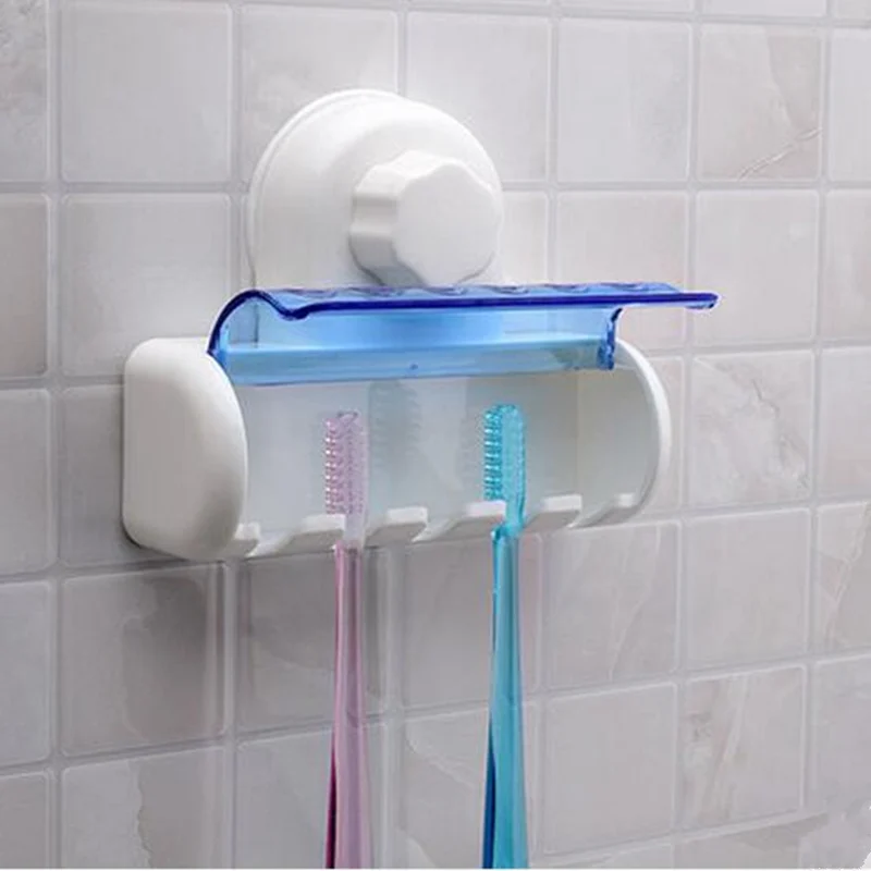 Wall Mounted Tooth Brush Holder Case with 5 Hooks Bathroom Toothbrush Brush Organization Storage Rack Stand