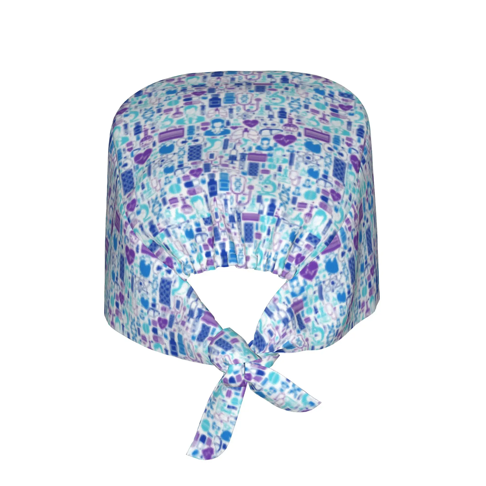 Custom Cartoon Doctors Nurse Scrubs Cap Surgical Hats Women Men Nursing Print Operator Hats Lab Works Hat