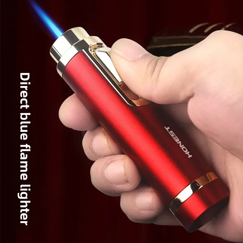 HONEST New Powerful Direct-fire Cigar Gass Lighter, Retractable Fire Outlet, Metal, with Cigar Needle, Men's Igniter Gift