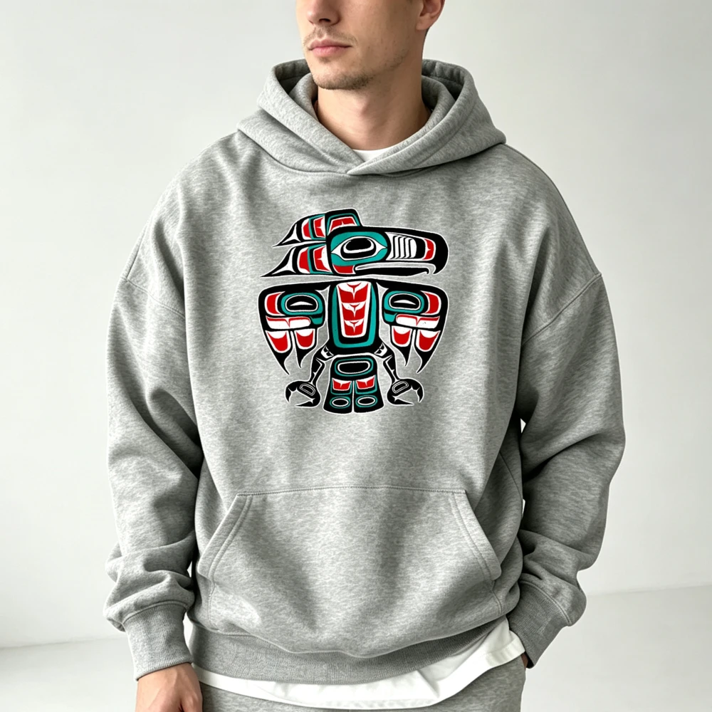 Northwest Coast Totem Pole Art - Eagle - Native Bird Pullover Hoodie Hoodie Sweatshirt Men Women Unisex Heavyweight Y2K Gorpcore