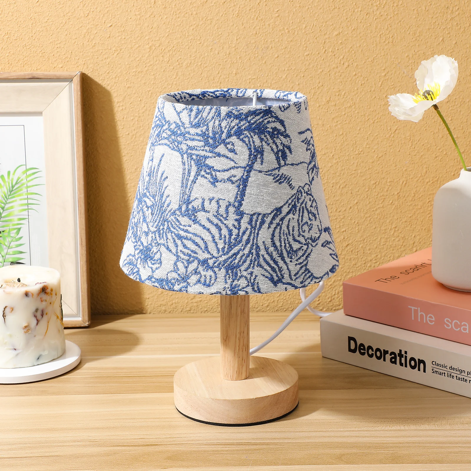 

Floral Fabric Lampshade Tropical Embroidery Lamp Cover Iron Shade for Living Bedroom Study Office Warm Stylish