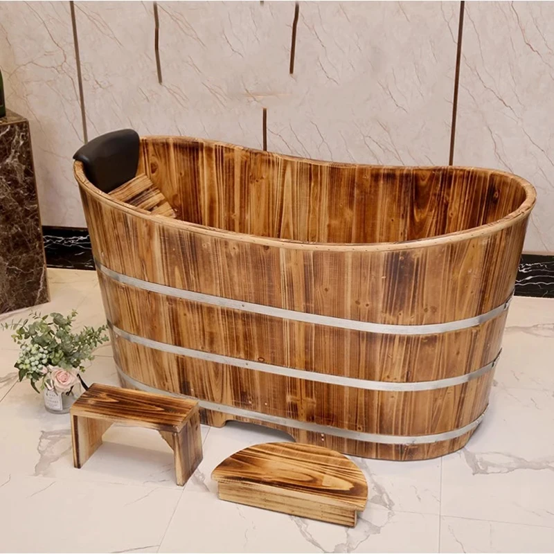 New Cube Portable Bathtub Adult Spa Bucket Bath Basin Seat Portable Sauna Indoor Wooden Barrel Spa Seaux Bathroom Products BJ60L