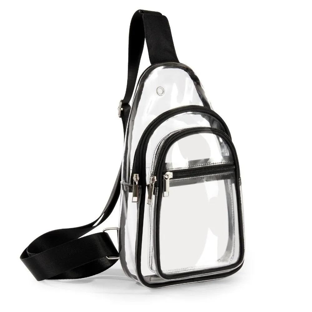 Waterproof PVC Sports Chest Bag Large Capacity Adjustable Transparent Crossbody Bag Transparent Material Multifunctional