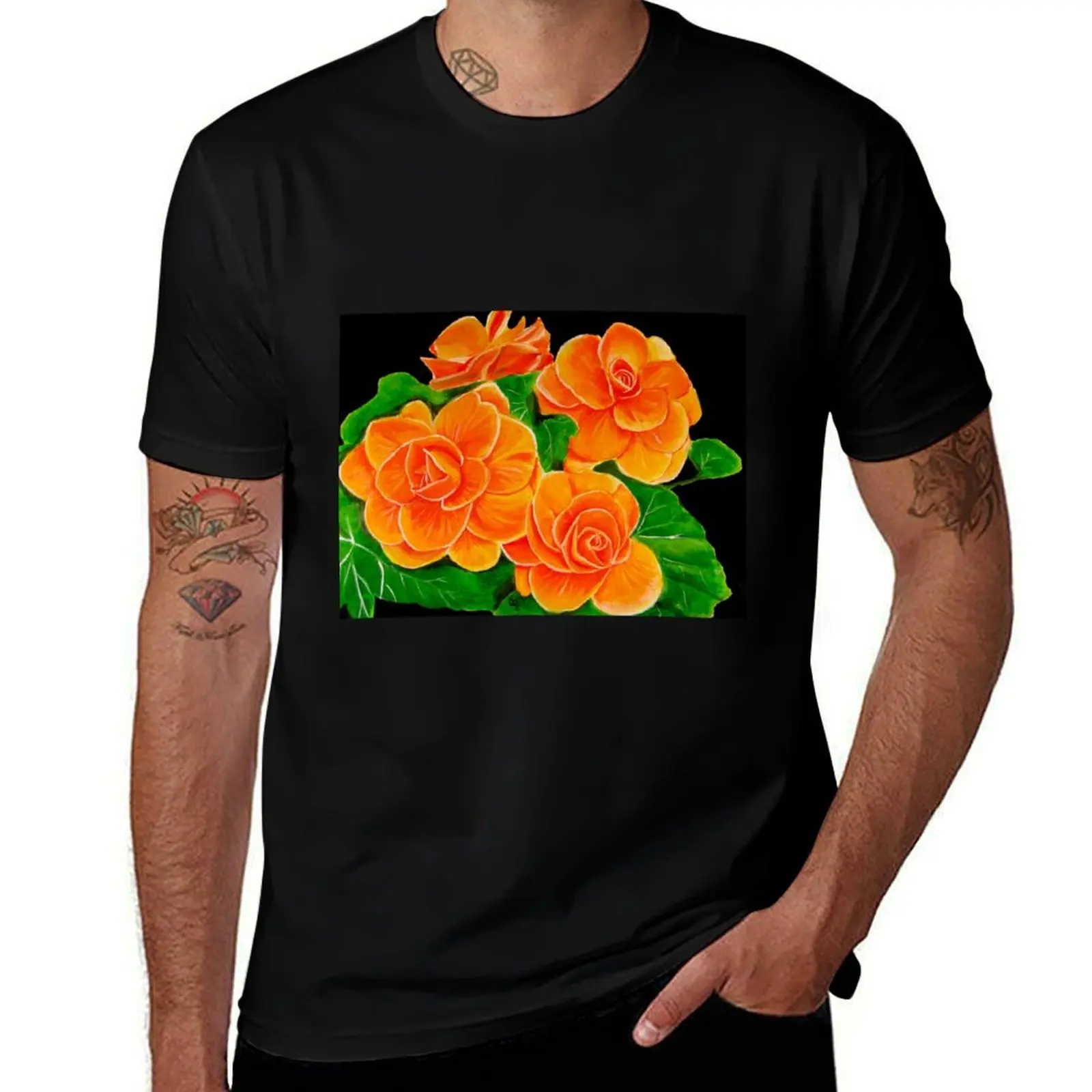 

Orange Begonia T-Shirt quick drying designer shirts heavyweights men tshirt