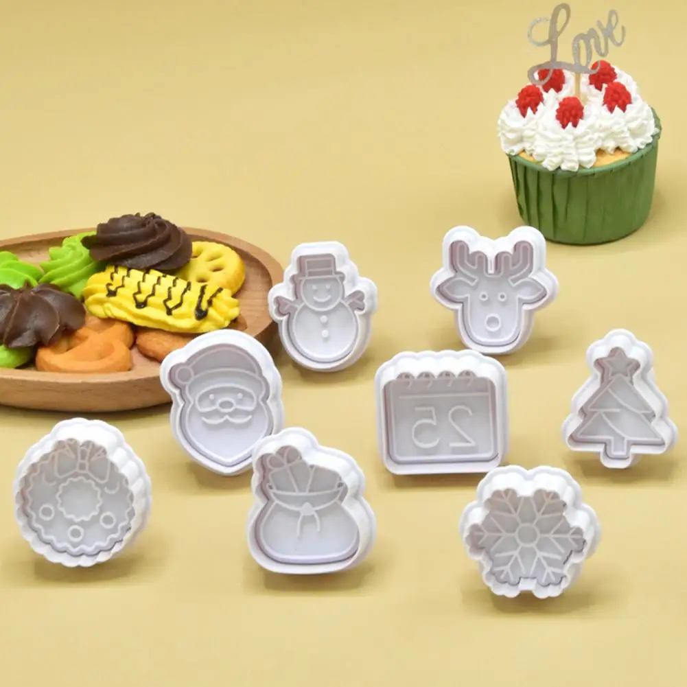 Holiday Cookie Molds Christmas Mini Cookies Kit Christmas Cookie Cutters Set for Diy Baking 8 Cute Santa for Cake for Treats