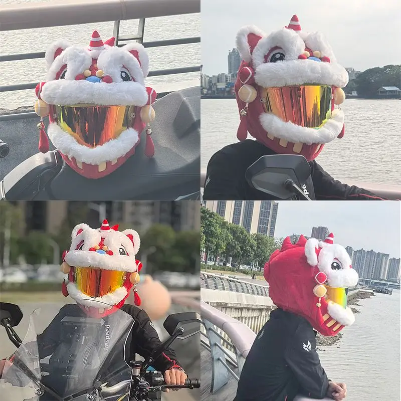 

Чехол для мотоциклетного шлема, ветрозащитный теплый плюшевый милый лыжный шлем для электрического скутера, персонализированное украшение