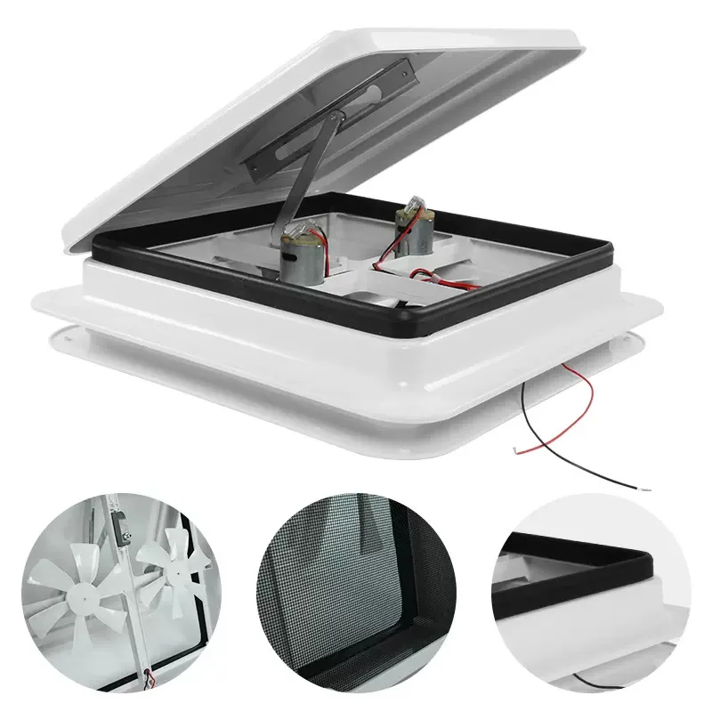 TYTXRV Caravan Accessories 14inch DC12V 420X420mm RV Roof Vent Manual Control Simple Singe Fan Exhaust Fan White Lid RV Parts view 4