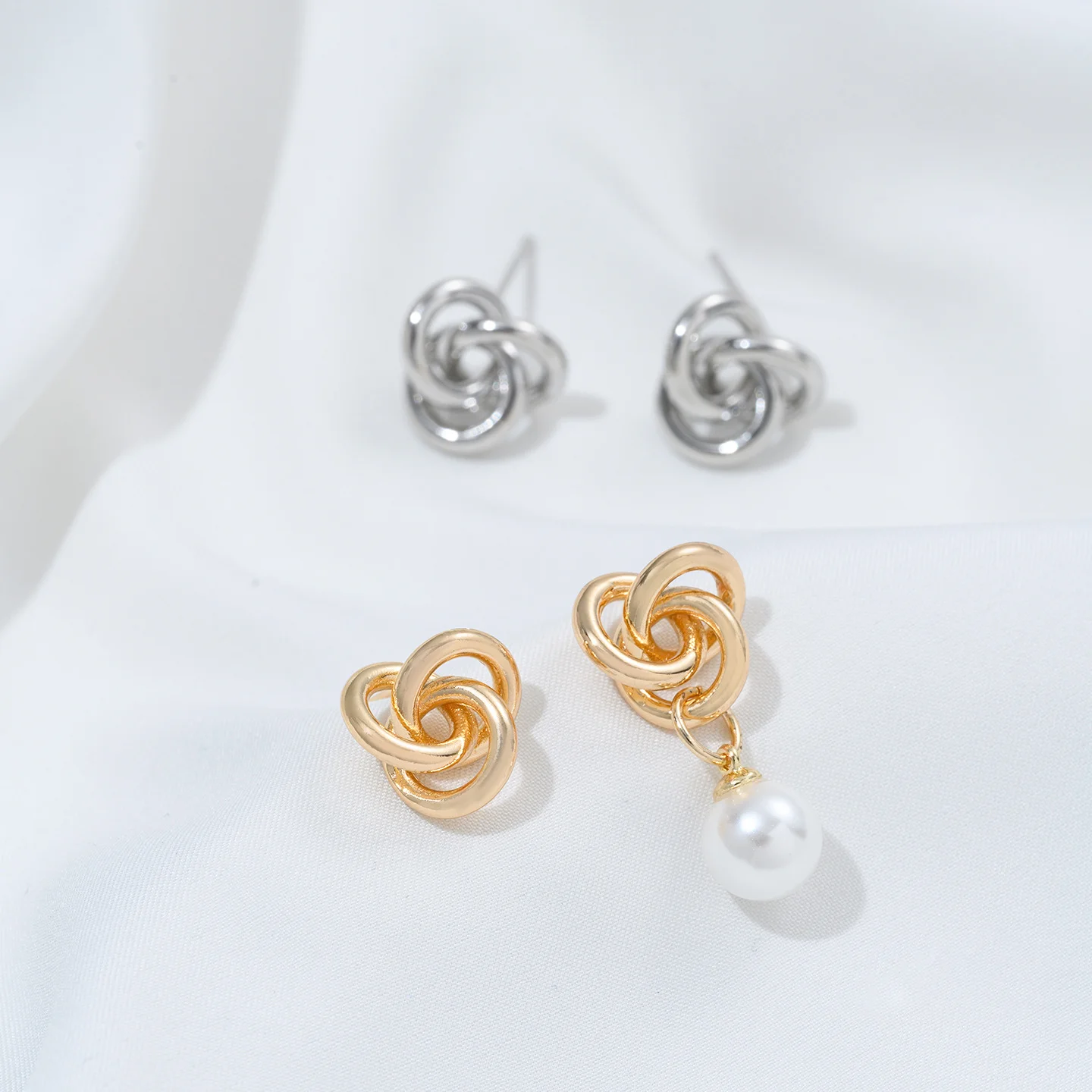 14K Gold Plated Brass Twisted Knot Post Earring Stud with loop,Hollow Earrings Connector for DIY Earrings Jewelry Accessories