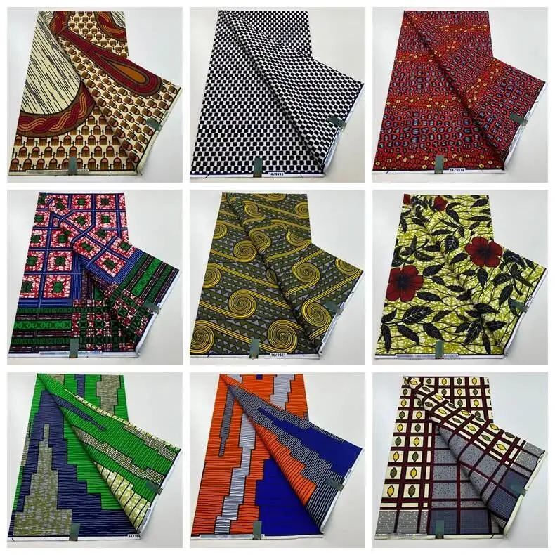 

2025 New Super Fabric 100% Original Real Ankara Fabric African Wax Fabric Block Print Batik Dutch Fabric 6yards For Party Dress