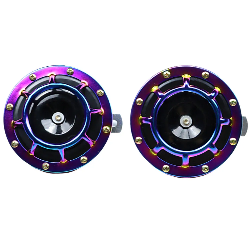 1Pair Super Loud Car Horn Heavy Duty Iron Motorcycle Trumpet Horn Vehicle Alert Reminder Motorcycle Trumpet