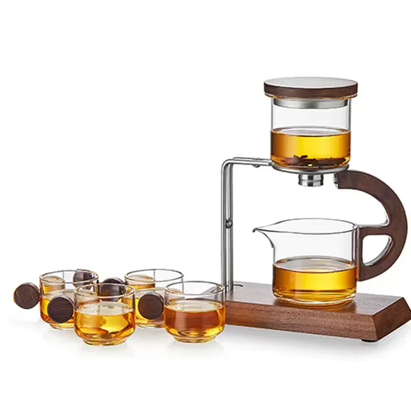 Creative Durable Glass Tea Set Magnetic Tea Maker Lazy Teapot Kung Fu Lantern Simple Style for Home and Office Use