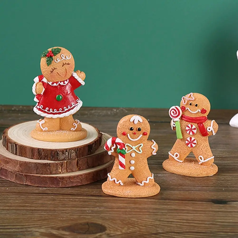 Christmas Decoration Cartoon Gingerbread Man Ornament Small Gingerbread Man Model Cartoon Christmas Decoration Resin Craft