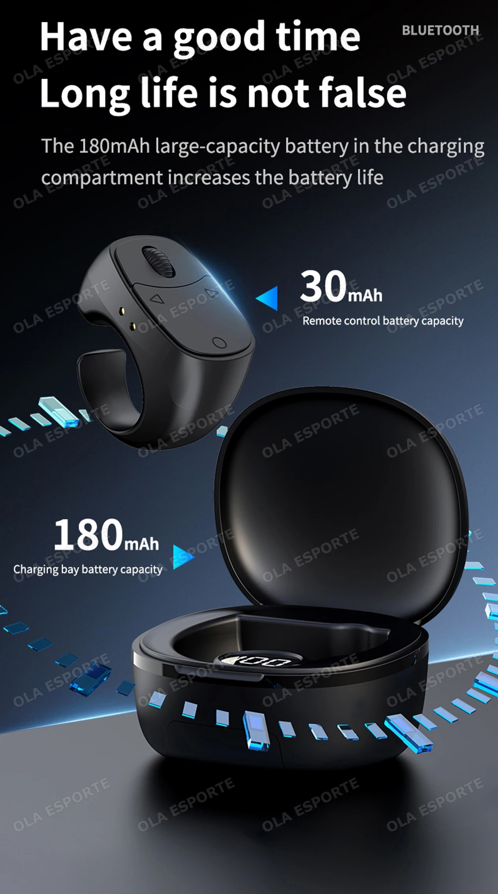 Fernbedienung Kabelloser Bluetooth-Rollring für Fingerspitzen, tragbare mobile Maus, Video-Automatik-Seitenwechsler, Browsing-Ring R12 – Detail 11