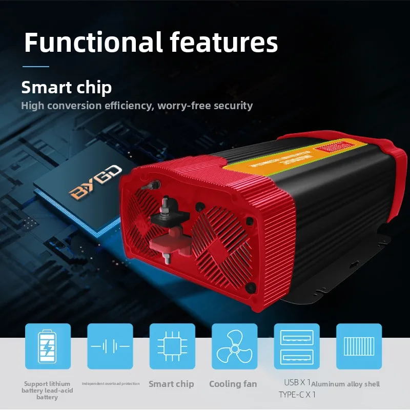 3000W Lithium Battery Inverter 12V To 110V Modified Sine Wave High Power Car Inverter US Standard 3KW