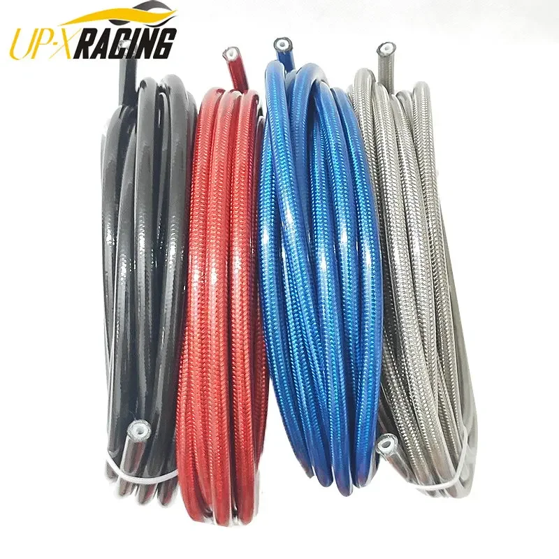 1 Meter Motorcycle AN3 Braided Stainless Steel Nylon Brake Line Hose Fluid Hydraulic Hose Ptfe Brake Line Gas Oil Fuel Tube Pipe