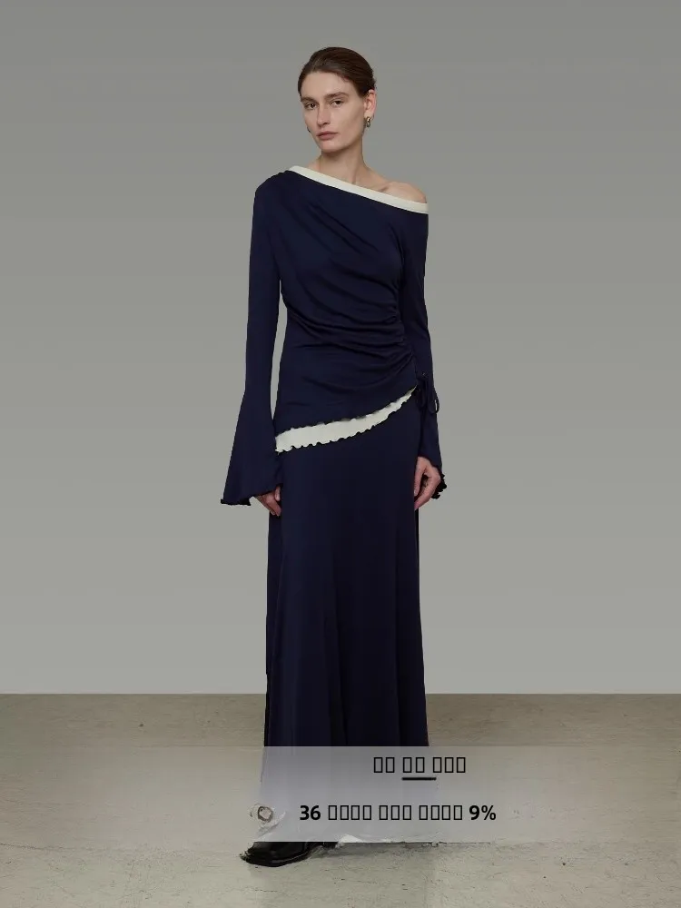 

UNSPOKEN повседневный комплект спортивной одежды, женский весенний цвет, вязаный топ, свободные брюки, юбка, комплект футболки, моющийся