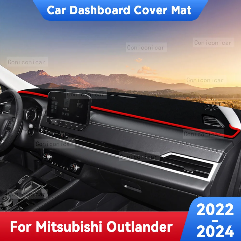 

For MITSUBISHI OUTLANDER PHEV 2022 2023 2024 Car Dashboard Cover Mat Artificial leather Avoid light Sun Shade Carpets Anti-UV