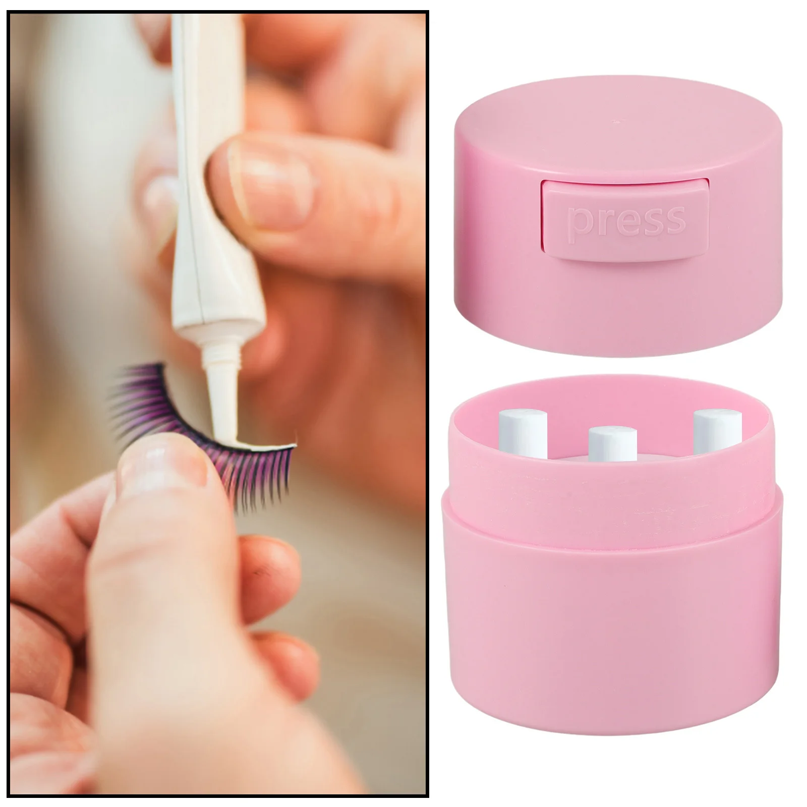 Transparante luchtdichte opslagtank voor wimperlijm, druktype dispenser, grote capaciteit voor wimperstylisten, verzegelde lijmcontainer