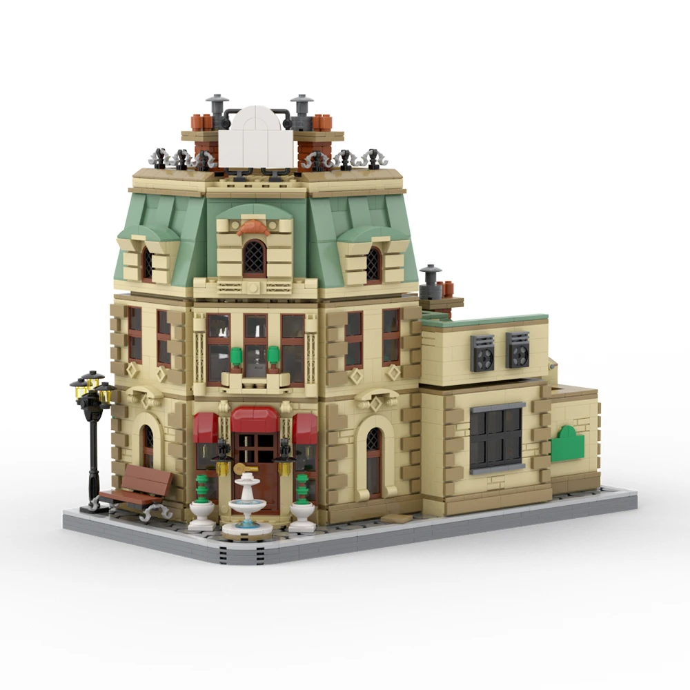 MOC-160521 Gusteau's Restaurant Ratatouilled Architecture Street View Modern Commercial Building Blocks Toys Kids Birthday Gifts