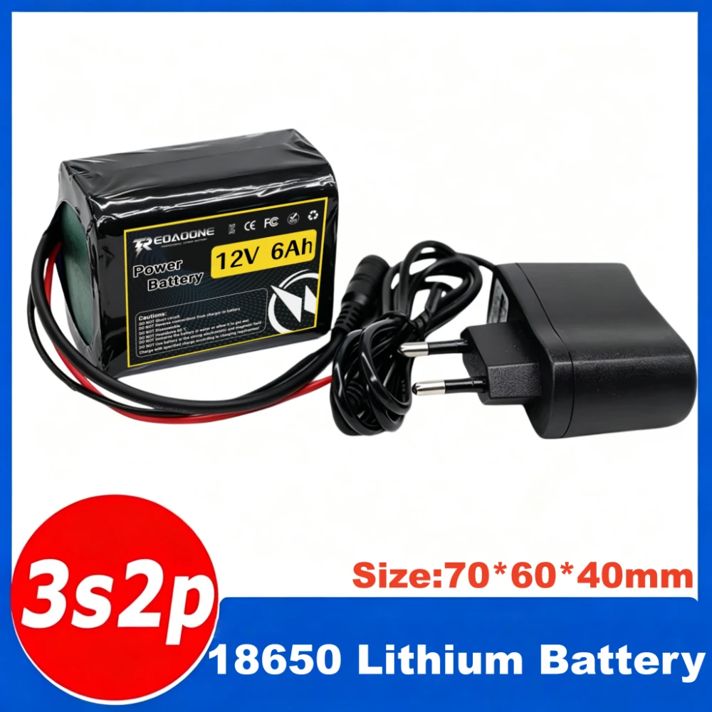 New 3S2P 12V 6000mah Battery 18650 Li-ion  Rechargeable Batteries with BMS Lithium Battery Packs Protection Board +Charger