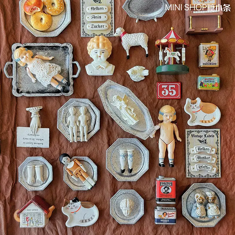 Miniature Vintage Doll Set, Hand Painted Antique Peg Doll Ceramic Head Figurine, Fast Shipping Dollhouse Decor Collectible Gift view 6
