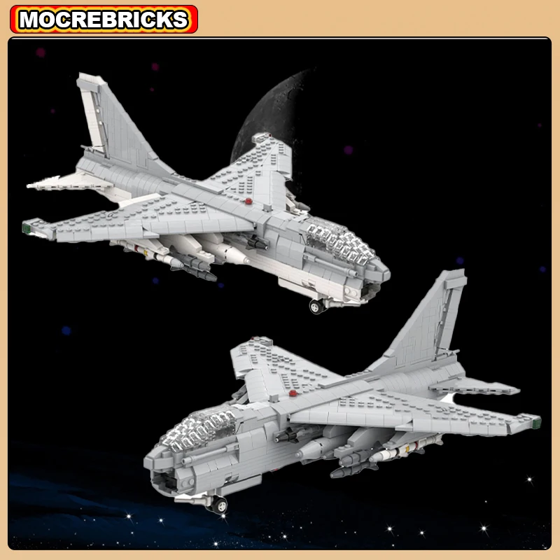 High-tech Light Battle Aircraft A-7E CORSAIR II Military Fighter MOC Building Blocks Assembly DIY Technical Model Bricks Toys