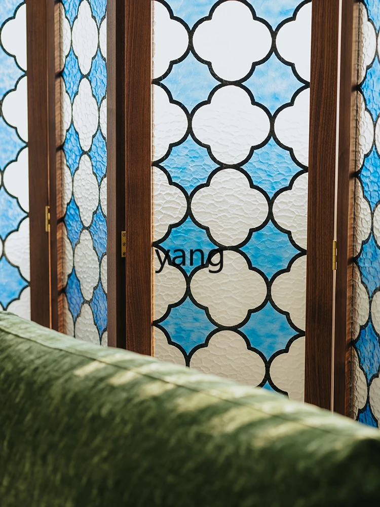 Yjq begonia glazed retro screen partition living room office small apartment blocking mobile folding screen