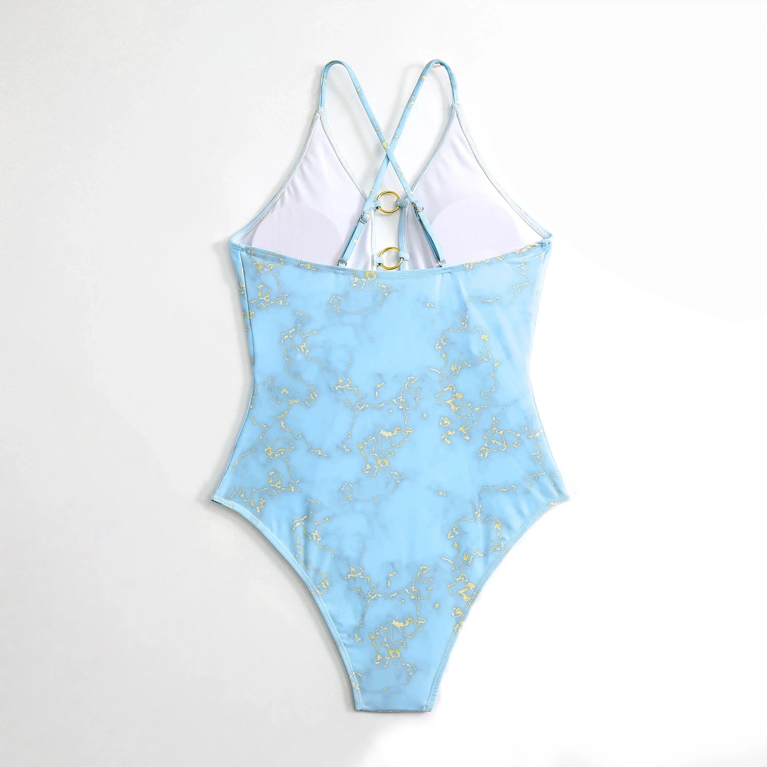 Maillot de bain une pièce Sexy pour femmes, imprimé marbre, anneau doré, contrôle du ventre, Push Up, pour la plage, les vacances, 2025