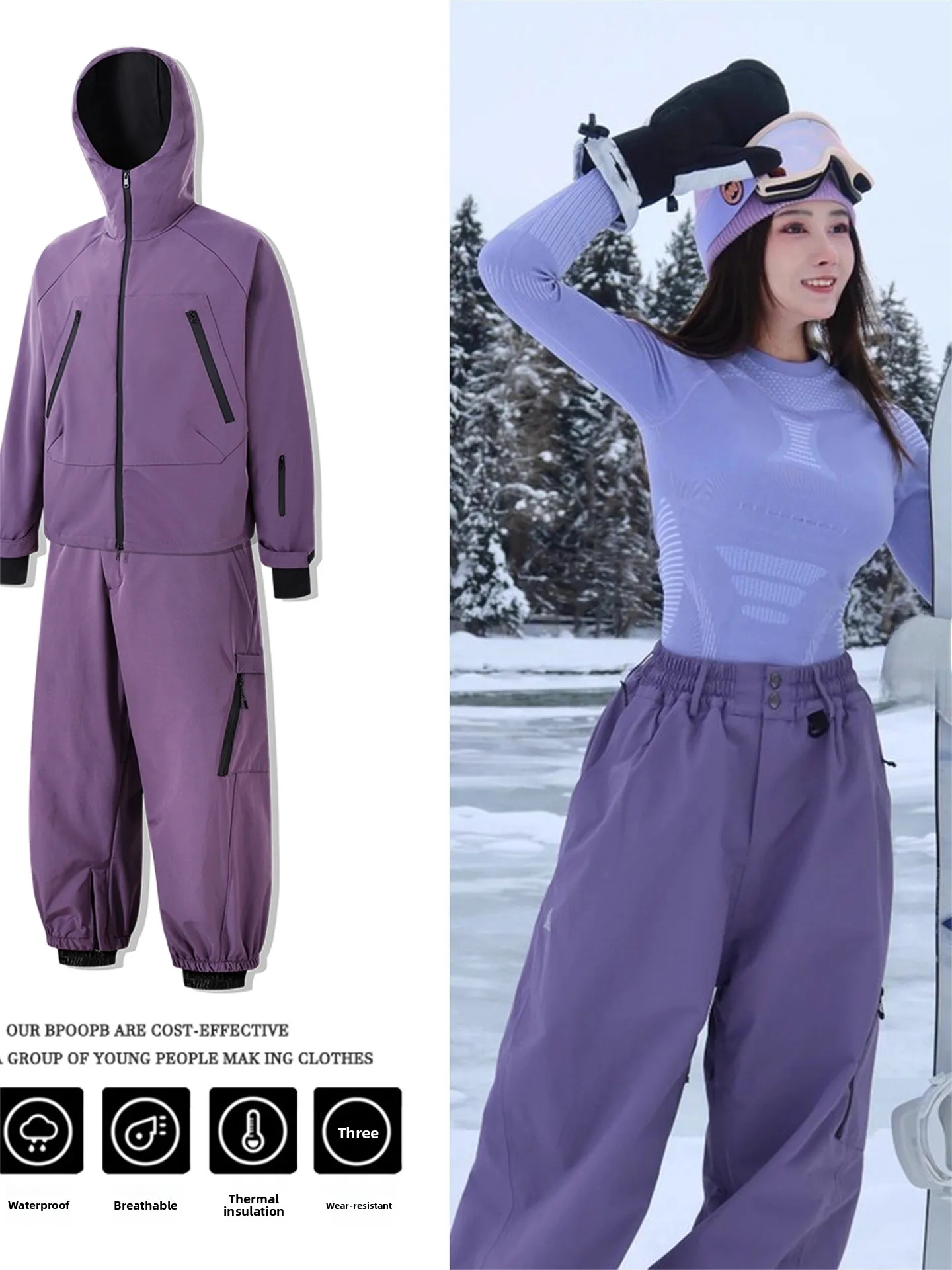 

Outdoor Waterproof Skiing Suit Men Women Winter Cold Proof Profional Windproof Warmth Snowboard Jaet Pants Set