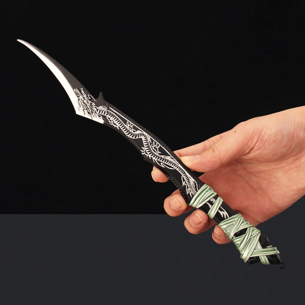 Wholesale 30cm Soul Land Anime Weapon Dark Blue Dragon Carving Knife Peripheral Tangmen Metal Model Collection Crafts Gifts Toys