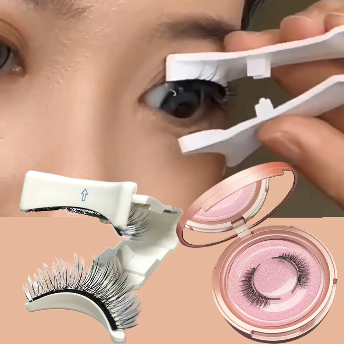 1 Pair-false Eyelashes Magnetic Five Magnet Natural Eye Lashes Dramatic Fake Eyelash Extension Man-made fiber