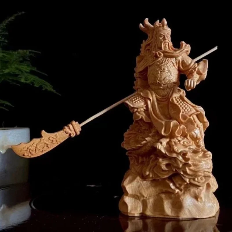 Taihang Thuja Sutchuenensis Carved Guan Gong Ornaments Ying Yongwu God of Wealth Lord Guan the Second Guan Yu Wooden Home Office