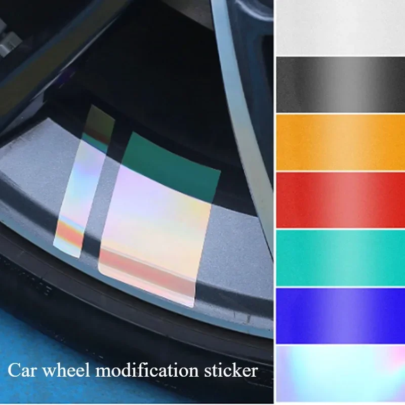 6pcs Car Sticker Reflective Car Wheel Rim Vinyl Warning Stickers Hash Mark Stripe Racing Wheel Hub Decals